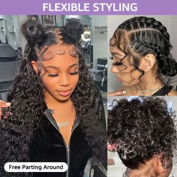 Glueless Wand Curl 360 Lace Wig Bleached Knots Invisible Drawstring