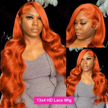 13X4 Body Wave Lace Wig Ginger Color Tiktok Trendy Human Hair Wigs 13X4 Transparent HD Lace Frontal Wig Pre Plucked