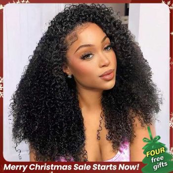Fysin Glueless Kinky Curly Human Hair Half Wig, 3-in-1 Flip Over Quick Weave Styles, Beginner Friendly