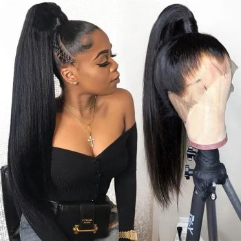 360 HD Lace Front Straight Wig Brazilian Human Hair Glueless Pre-Cut