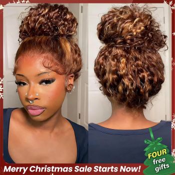 Glueless Easy Wear Highlight Water Wave 360 Lace Wig with InvisiFit Adjustable Straps and Pre Cut Lace for a Natural Look