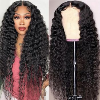 5x5 HD Deep Wave Glueless Lace Closure Wig Virgin Human Hair