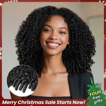 Burmese Curly Feather Crochet Hair Pre-Separated Invisble Micro Ring Loop Boho Braiding Human Hair Extensions Protective Hairstyle