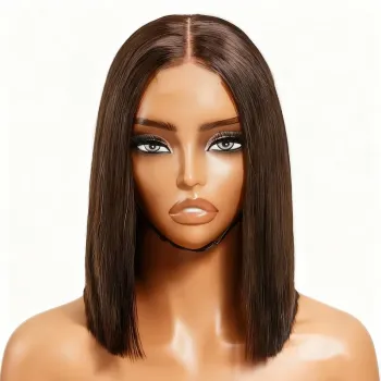 Fysin 2x6 Lace Closure Wig Shoulder Length Short Bob Wigs Pre Plucked & Bleached Lace Wigs Colored Bob Wig