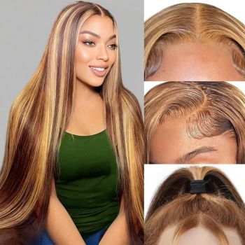 4/27 Highlight 13x4 HD Lace Front Wig Straight Human Hair