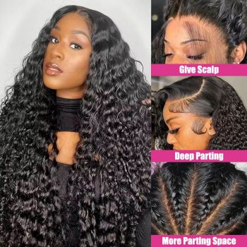 Deep Wave 13x6 HD Lace Front Wig Human Hair with Easi-Drawstring Glueless Installation