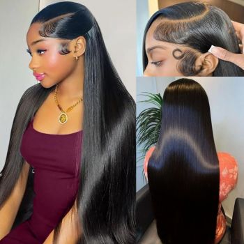 13x6 Lace Front Wigs Straight Human Hair Transparent Lace Frontal Wig Straight Hair Pre Plucked