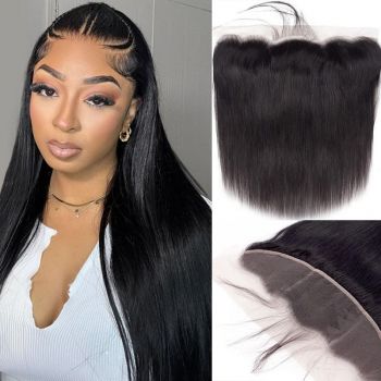Straight Hair 13x4 HD Transparent Lace Frontal Pre Plucked Human Hair Frontal with Natural Hair Line