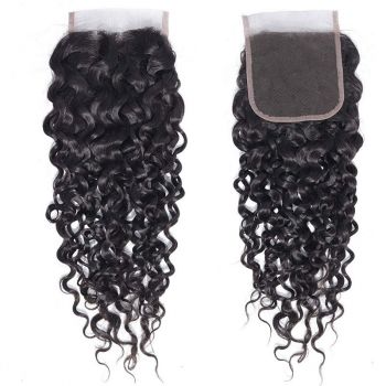 Virgin Human Hair Water Wave Closure Pre Plucked 4x4 Closure HD Transparent Lace